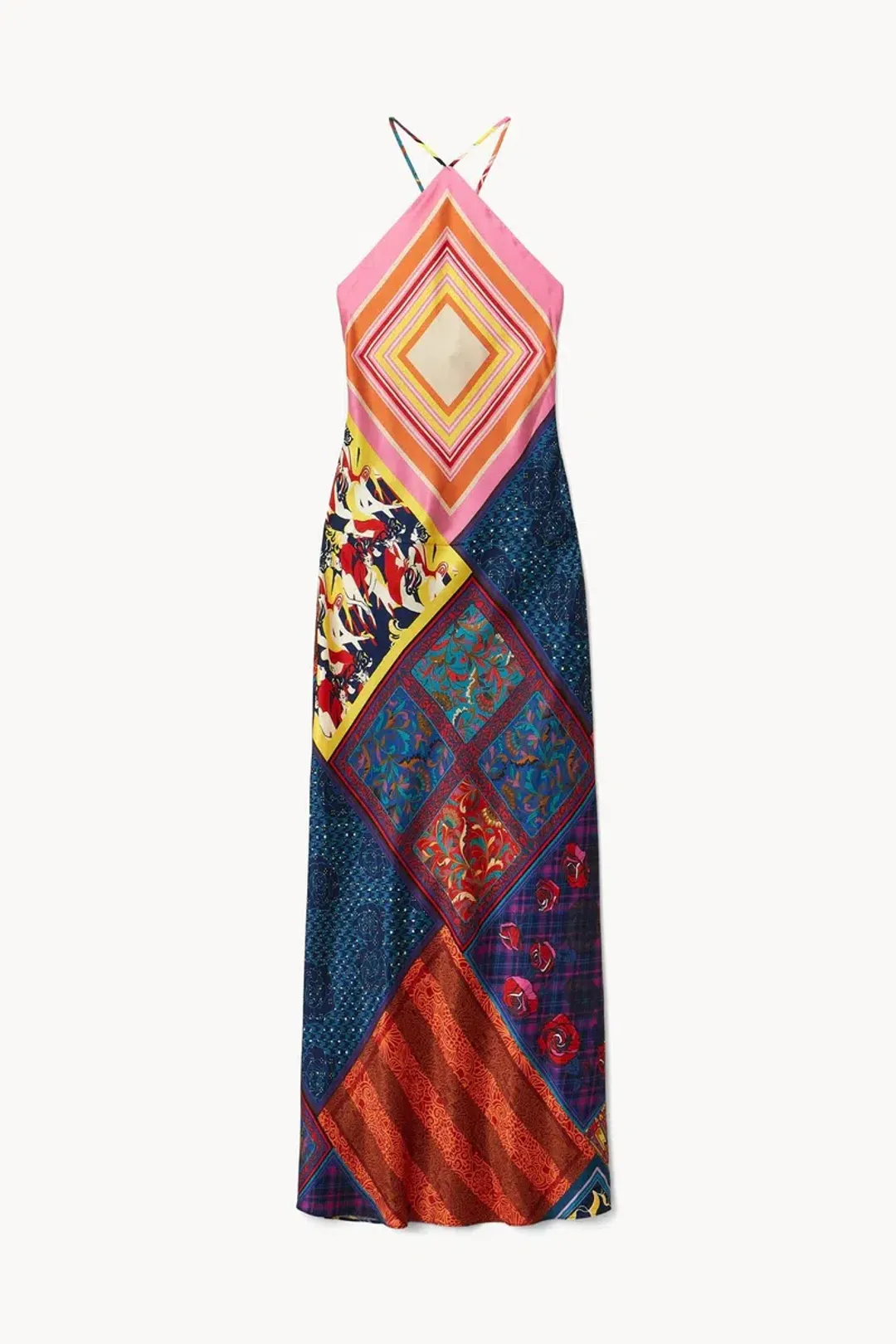 Staud Cubism Dress Patchwork Foulard Multi-colored Size AU 10 for rent on The Volte - main image