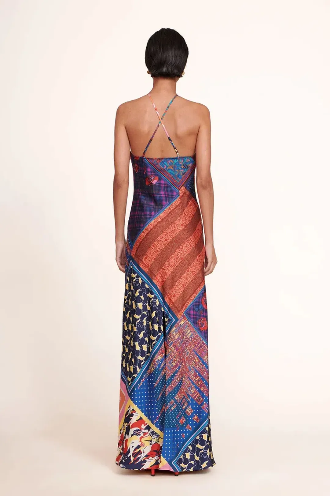 Staud Cubism Dress Patchwork Foulard Multi-colored Size AU 10 for rent on The Volte - main image