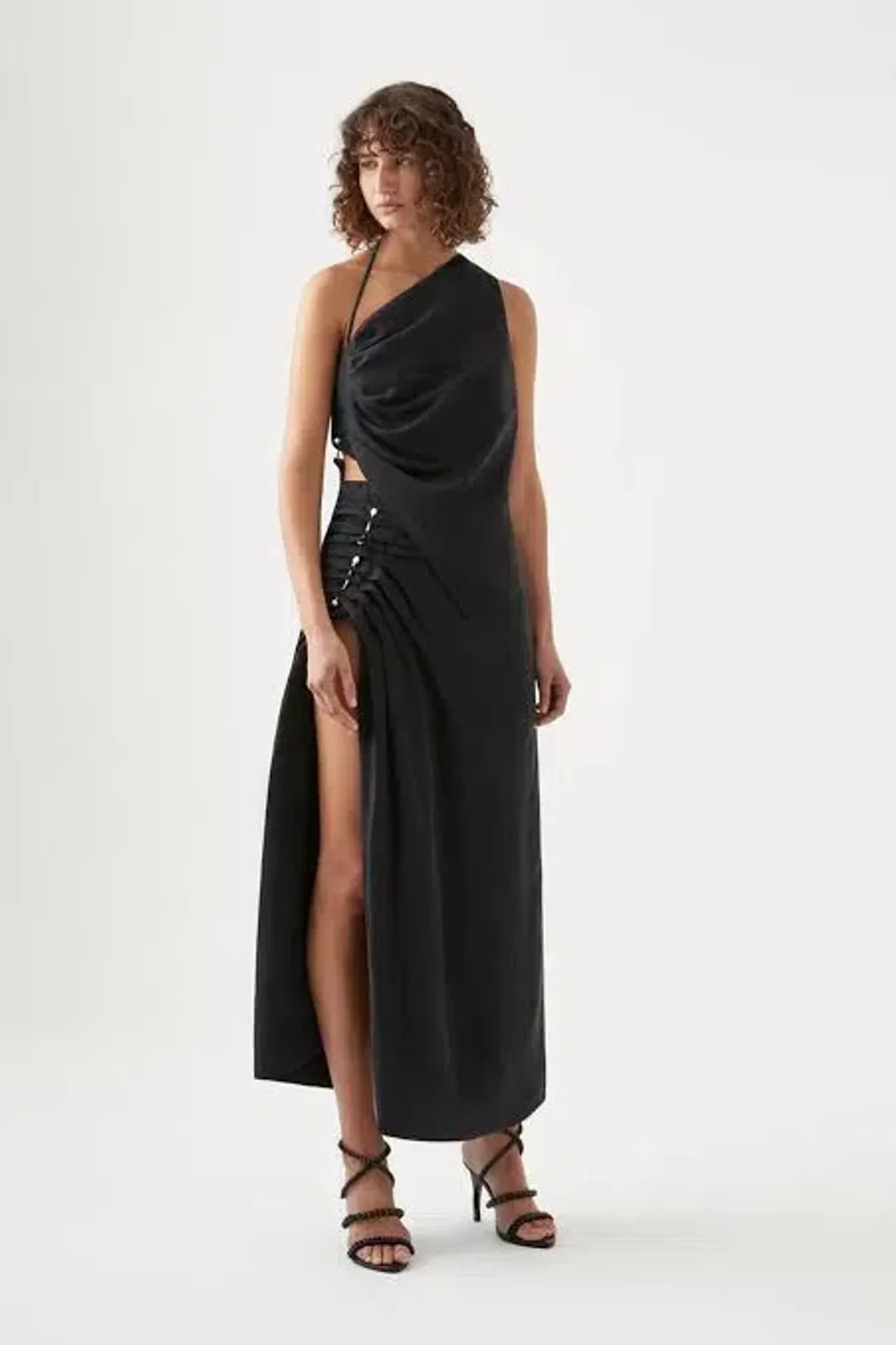 Aje Allure Draped Cami & Mika Split Midi Skirt Set Black Size XS / AU 6 for rent on The Volte - main image