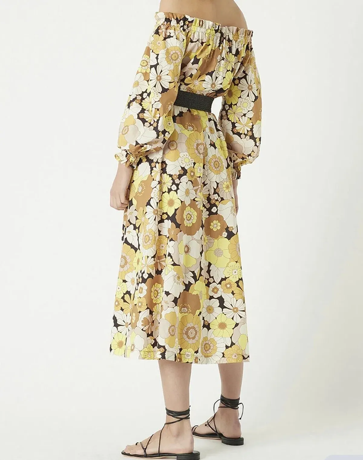 Rebecca Vallance Fiore Midi Cotton Dress Yellow Sunflower Floral Size AU 8  - Image 2