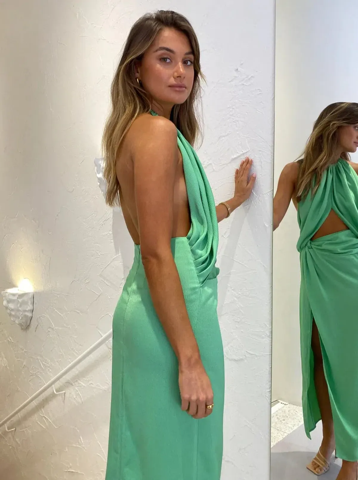 Anna Quan Midi Elyse Dress Green Apple Size AU 8 - Image 2