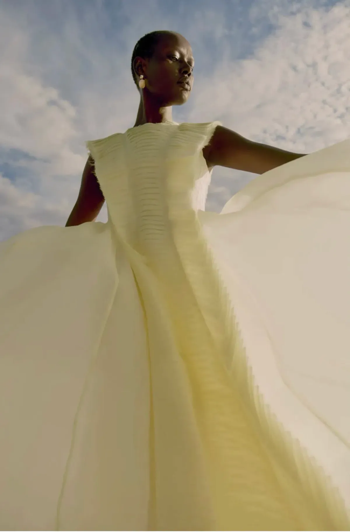 Aje Astrid Pleat Panel Midi Dress Yellow Size 8 / S - Image 2