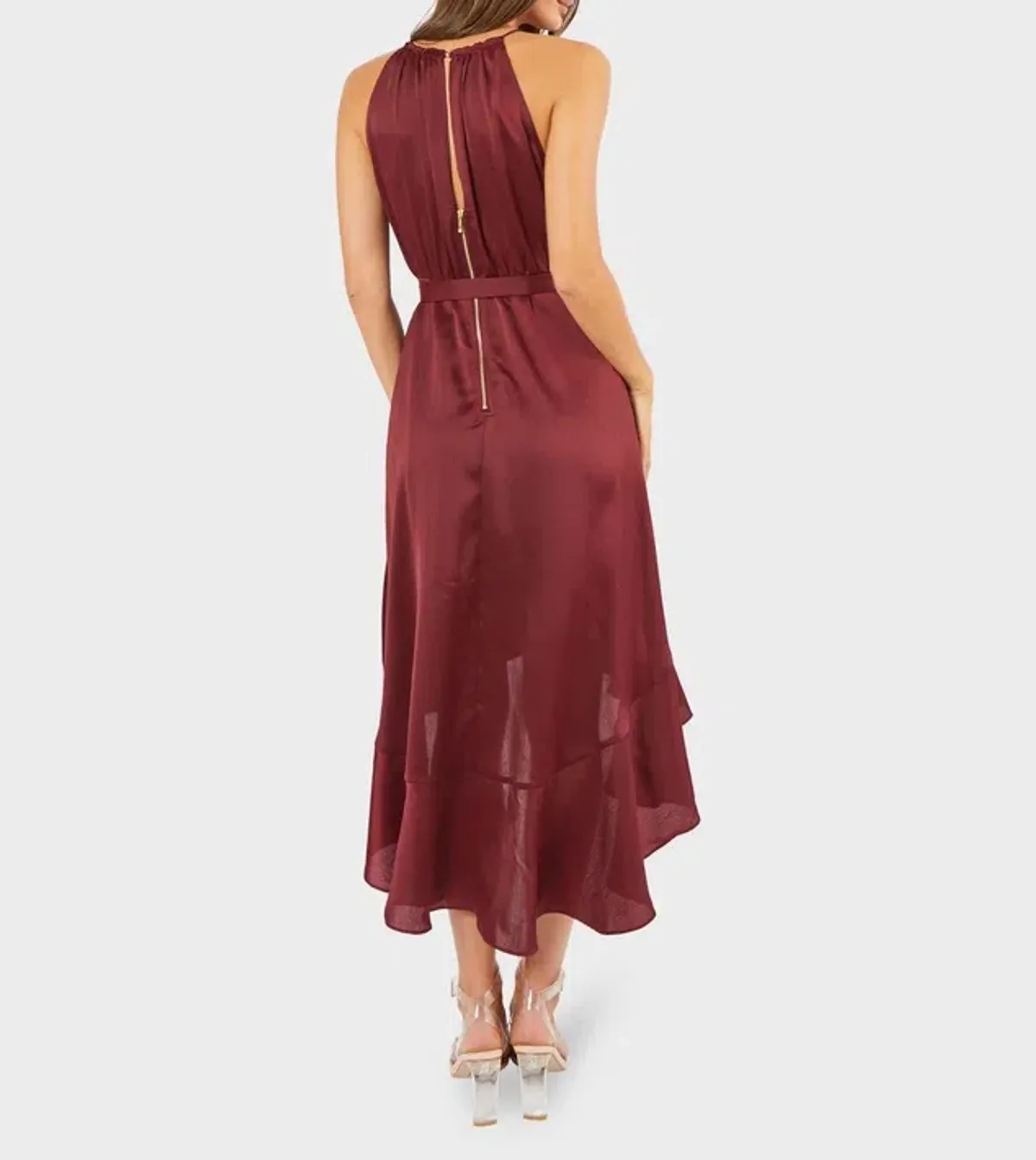 Pilgrim Honey Midi Dress Burgundy Size 8 - Image 3