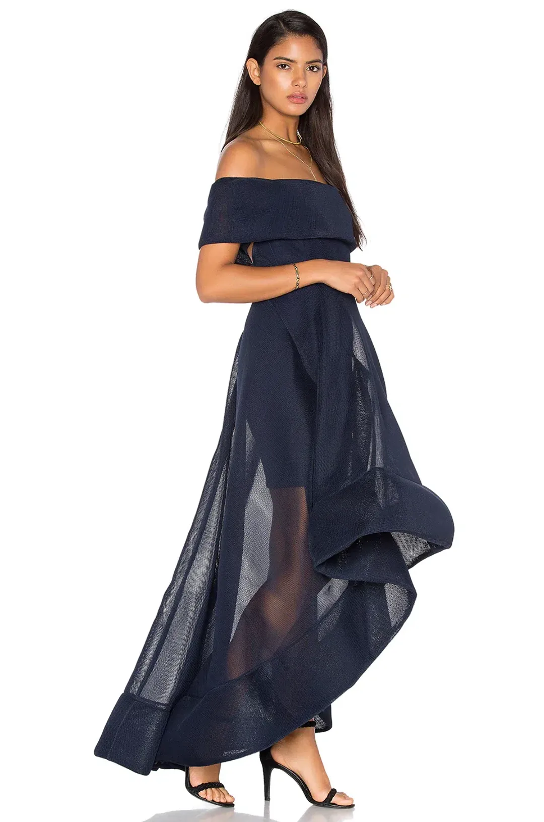 Bronx And Banco Tulip Off Shoulder Dress Navy Size 10 for rent on The Volte - main image