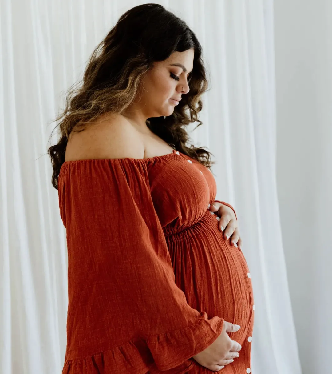 We Are Reclamation Ruffle Me Open Gown in Rust One Size Fits Most  for rent on The Volte - main image