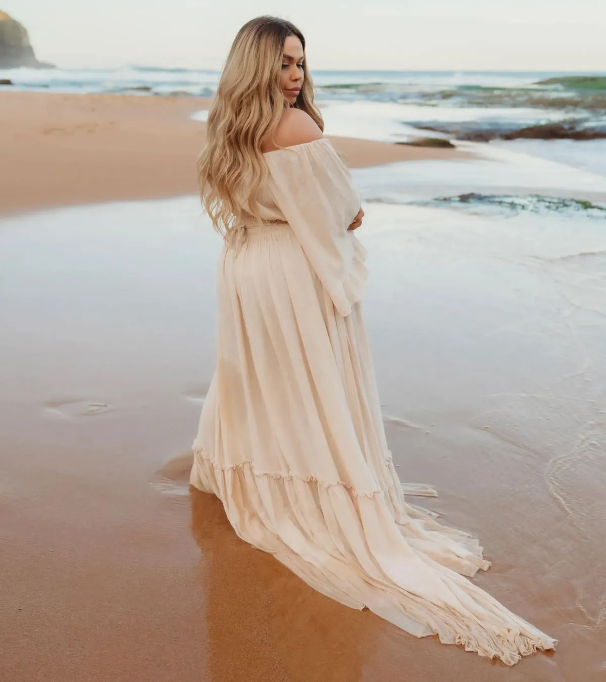 We Are Reclamation Ruffle Me Open Gown Beige Size 22 - Image 14