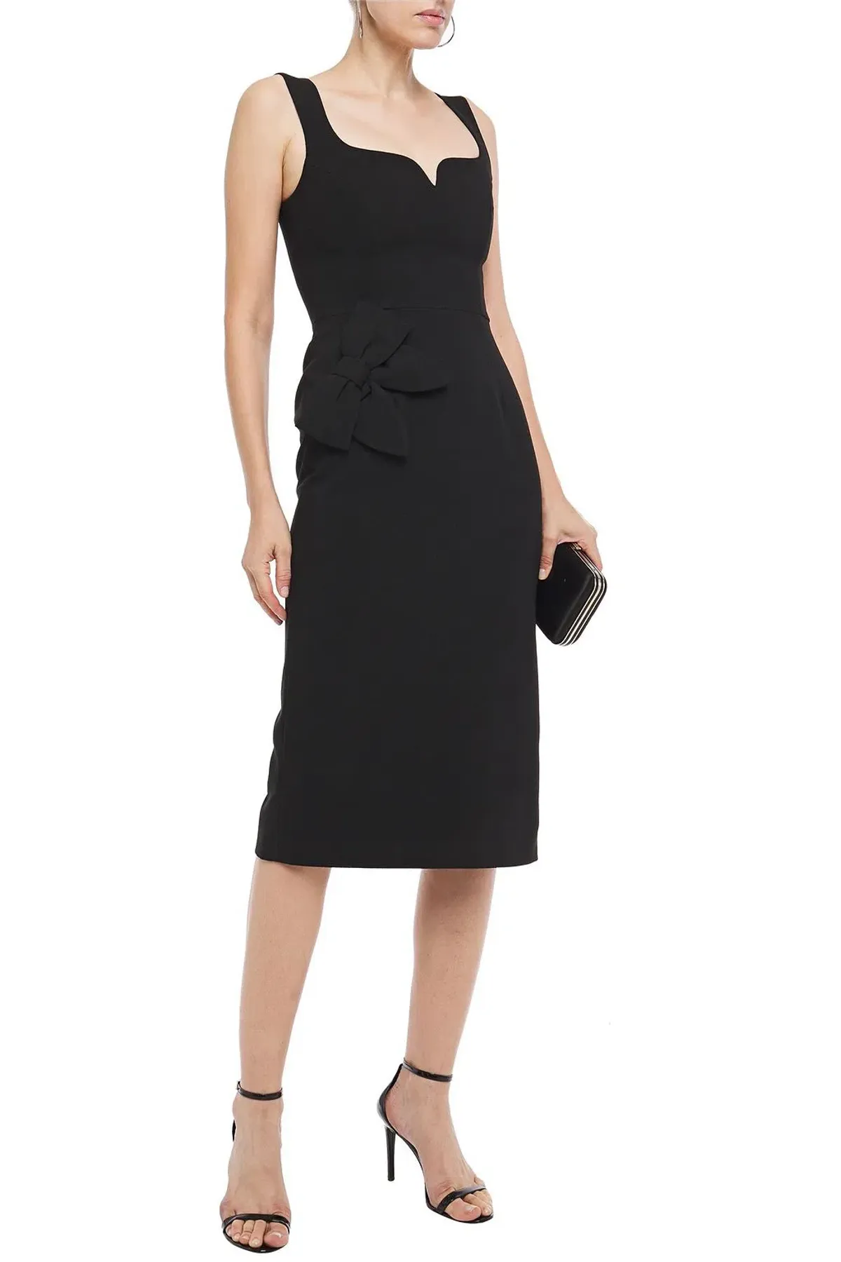 Rebecca Vallance Galerie Bow Embellished Crepe Midi Dress Black Size 6 - Image 1