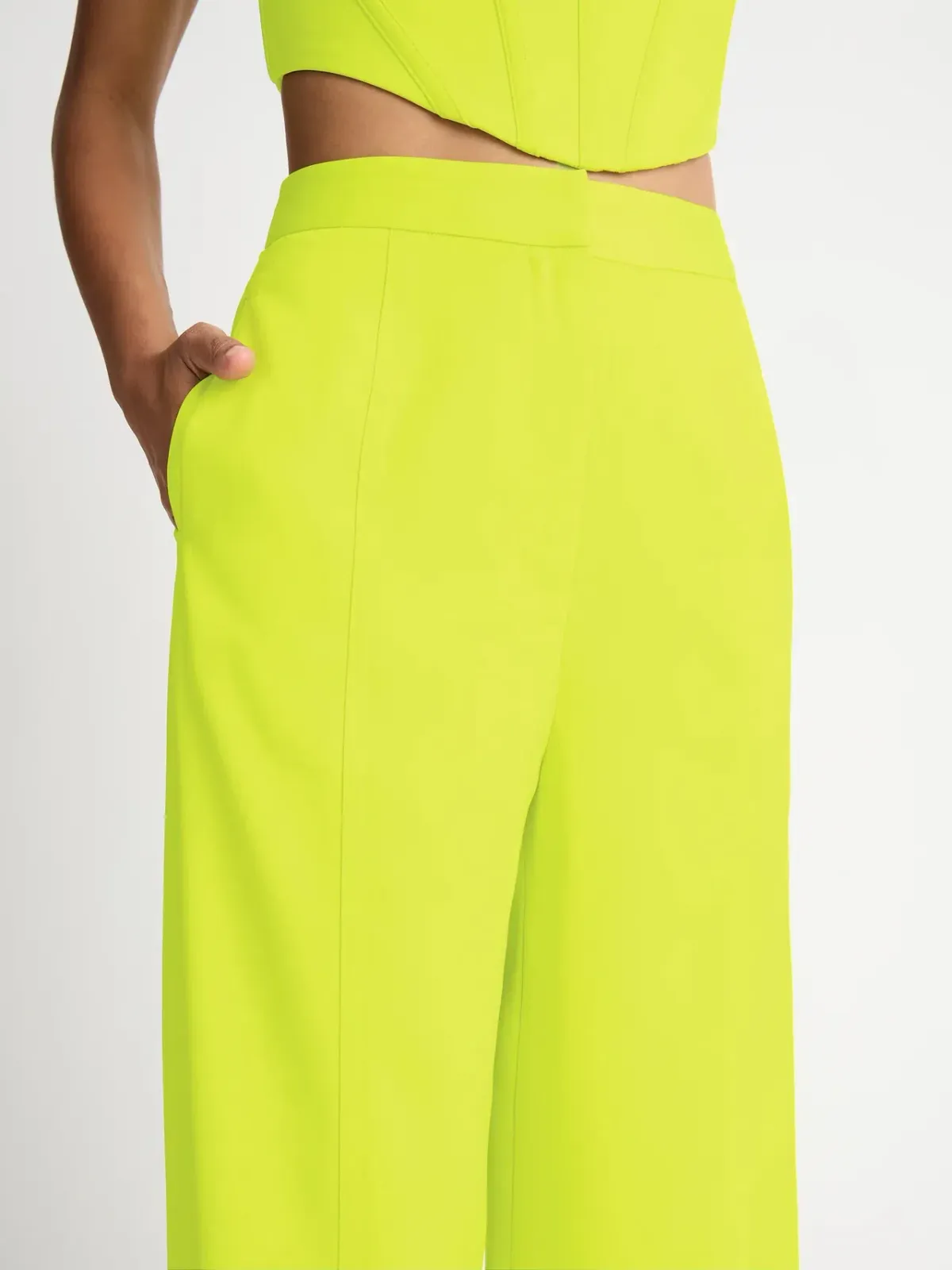 Sheike Lola Bustier Size 8 and Pant Size 10 Coord Set in Lime Green  - Image 4
