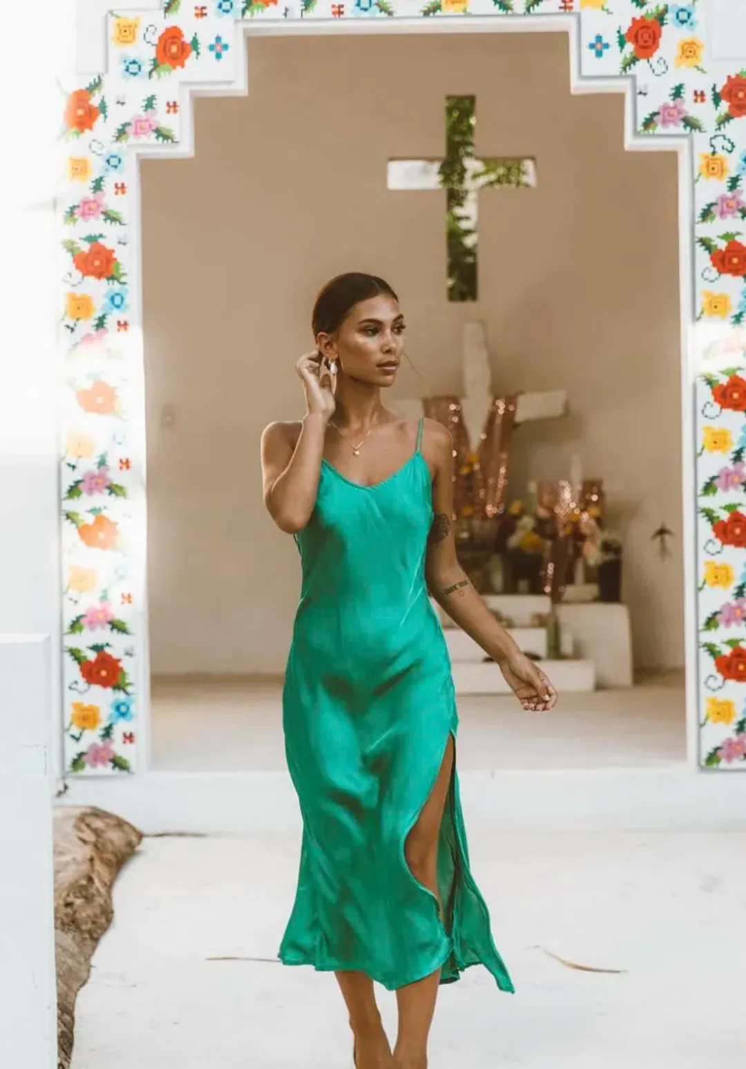 Turquoise Lane Columbia Slip Dress Green Size AU 10 for rent on The Volte - main image