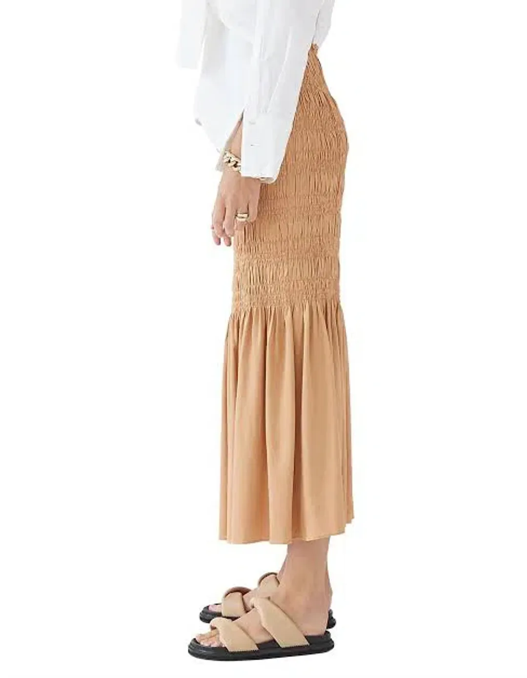 Sovere Trilogy Maxi Skirt Gold Apricot Size AU 8 for rent on The Volte - main image