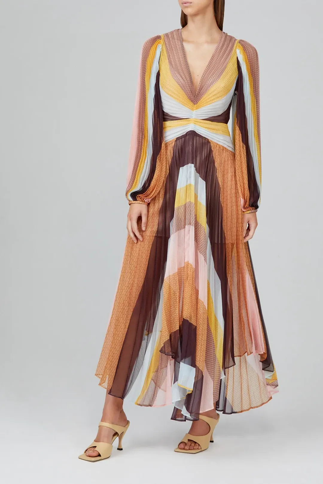 Acler Astone Midi Dress Rainbow Stripe Size 12  for rent on The Volte - main image