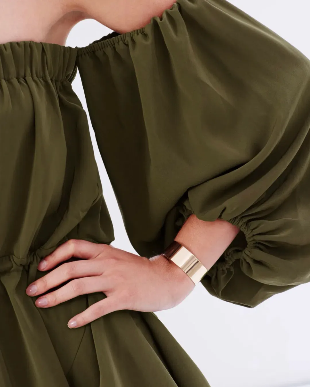 Shona Joy Leticia Off The Shoulder Tie Mini Dress Green Size 8 for rent on The Volte - main image