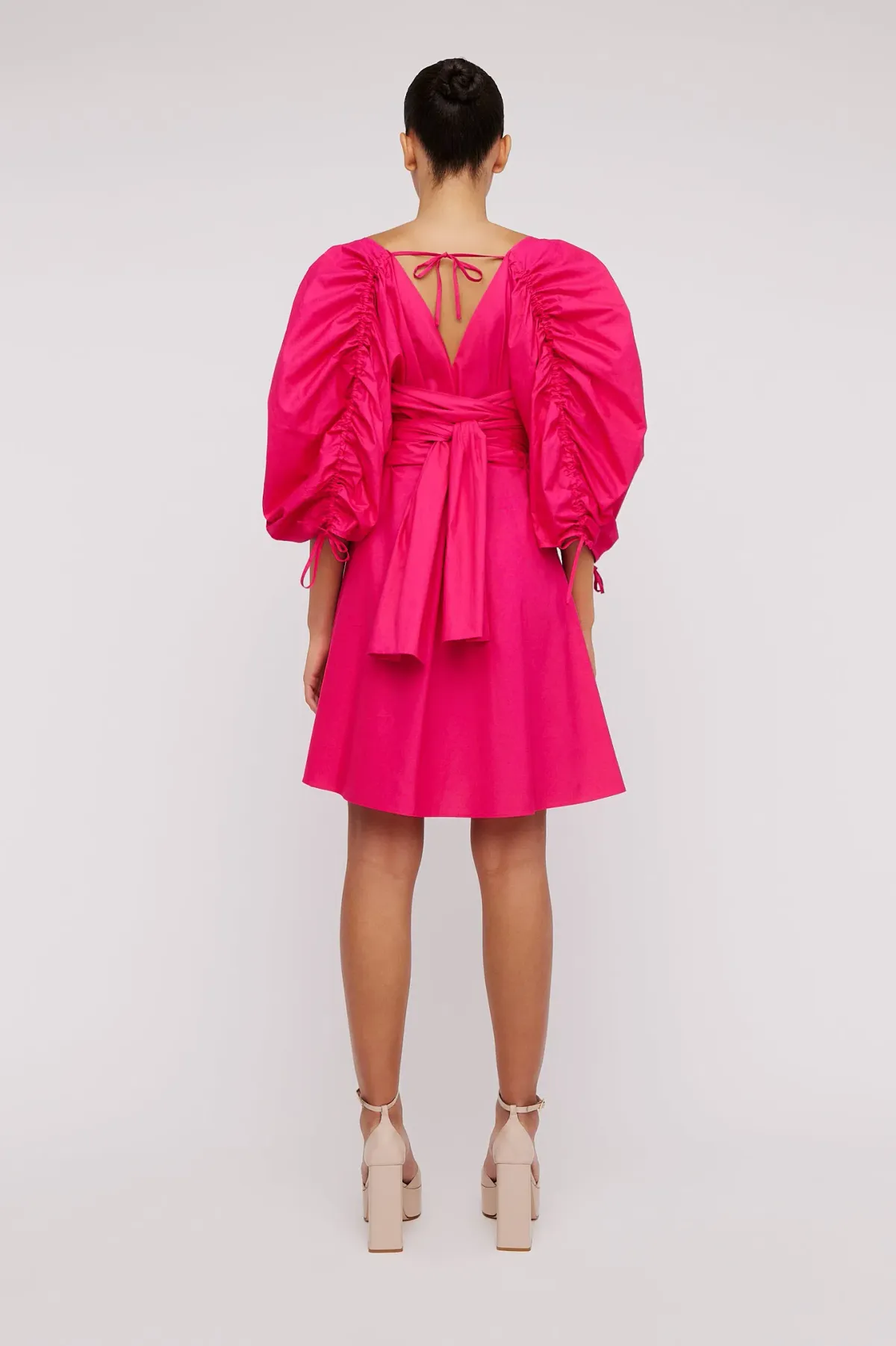 Scanlan Theodore Parachute Gather Sleeve Mini Dress Fuchsia Size 6 / XS - Image 2