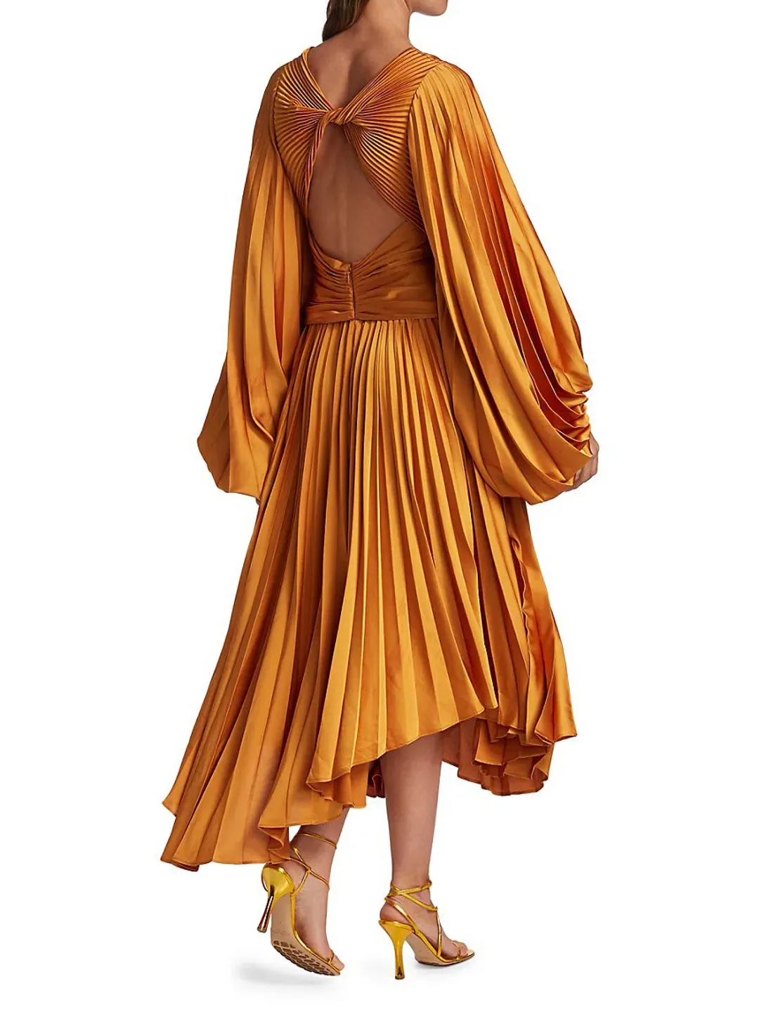 Acler Palms Midi Dress Turmeric Orange Size AU 10 for rent on The Volte - main image