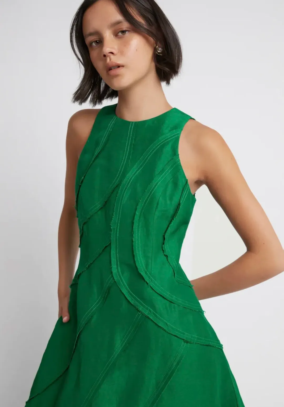 Aje Faraway Midi Dress Emerald Green Size 8 for rent on The Volte - main image
