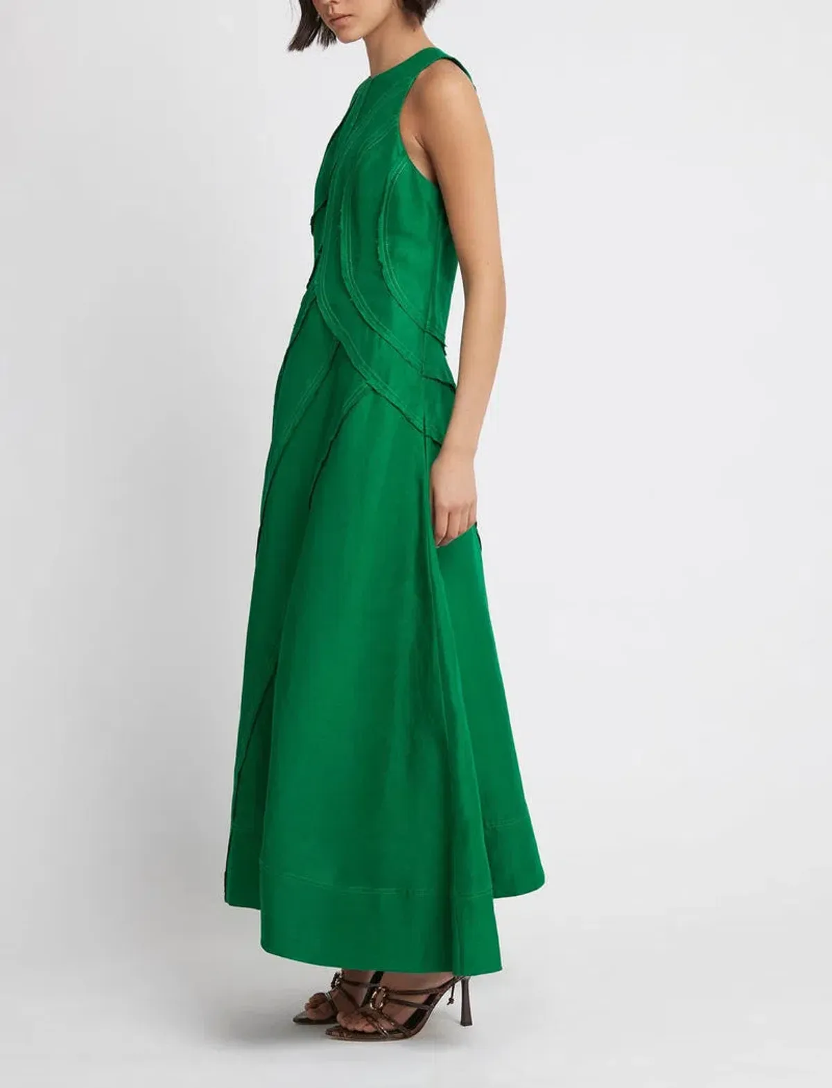 Aje Faraway Midi Dress Emerald Green Size 8 - Image 4