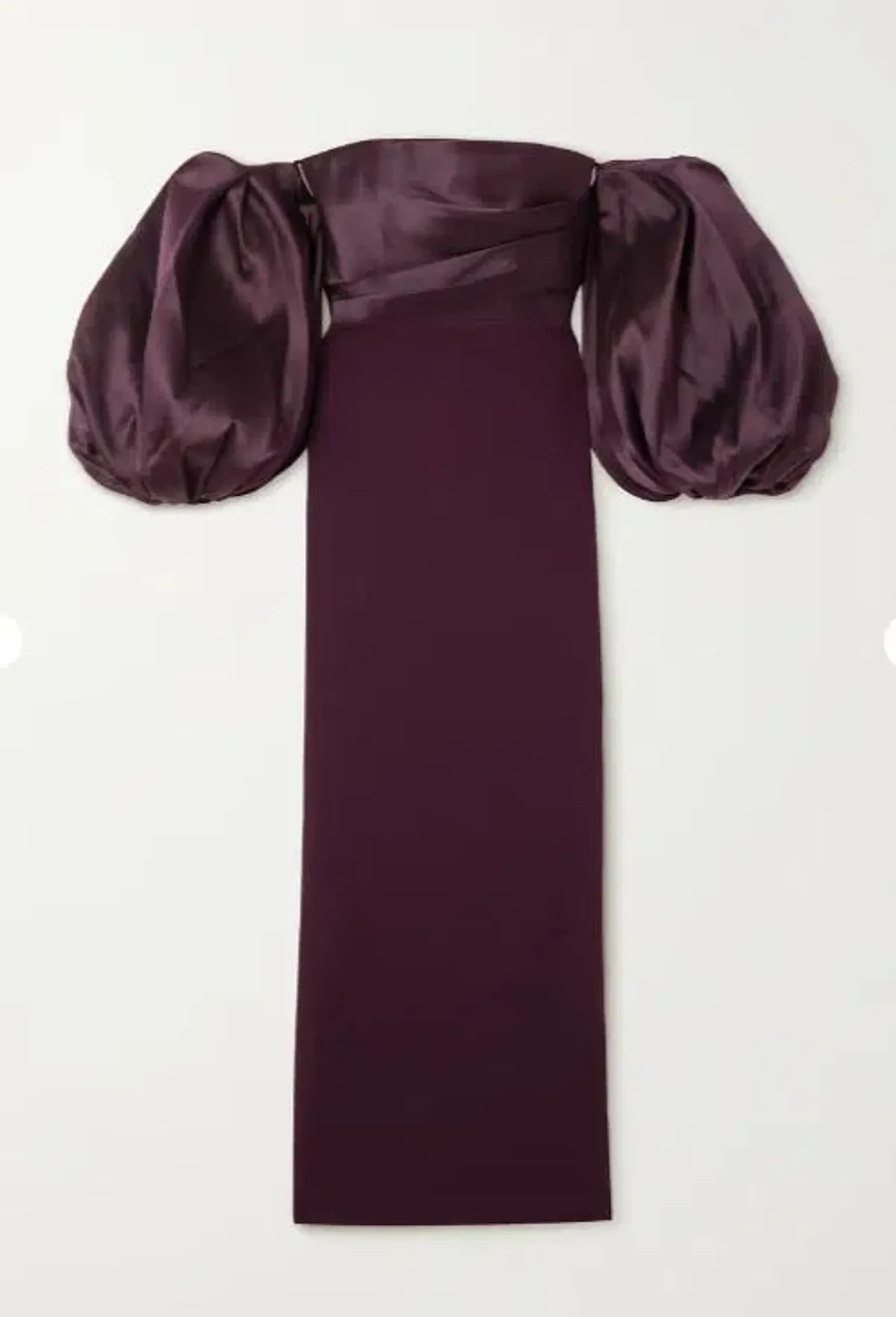 SOLACE LONDON Carmen off-the-shoulder gathered satin and crepe maxi dress - Image 1