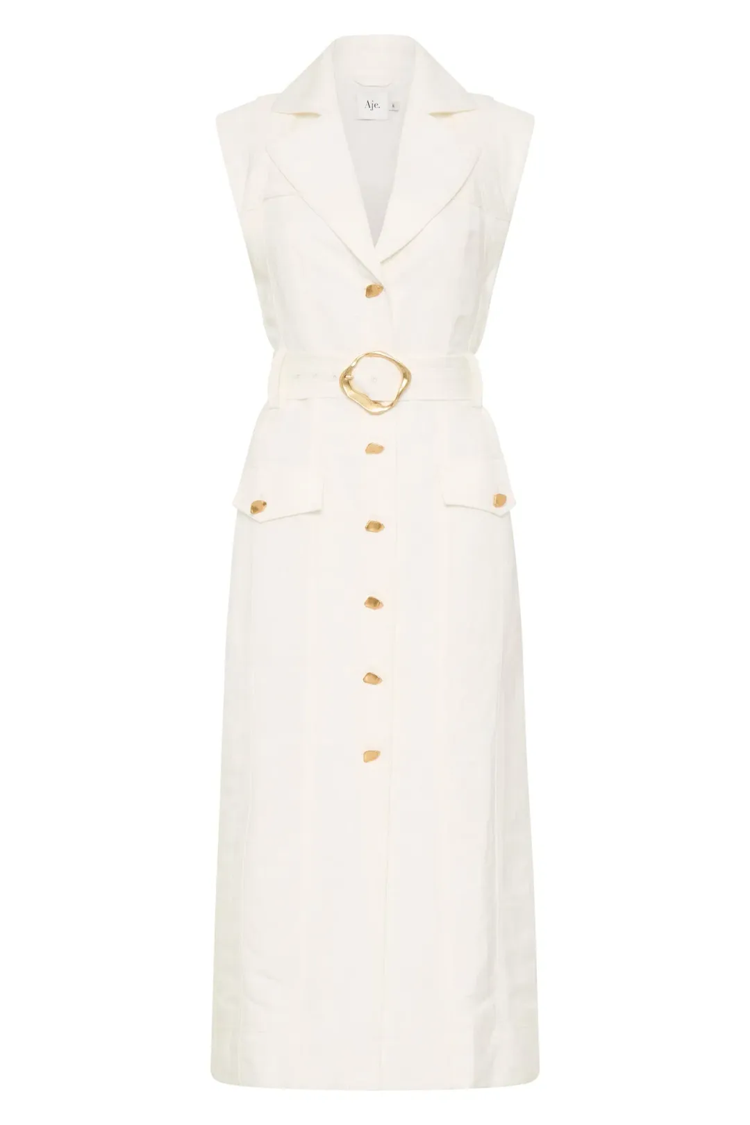  Aje Celine Utility Midi Dress Ivory Size 8 for rent on The Volte - main image