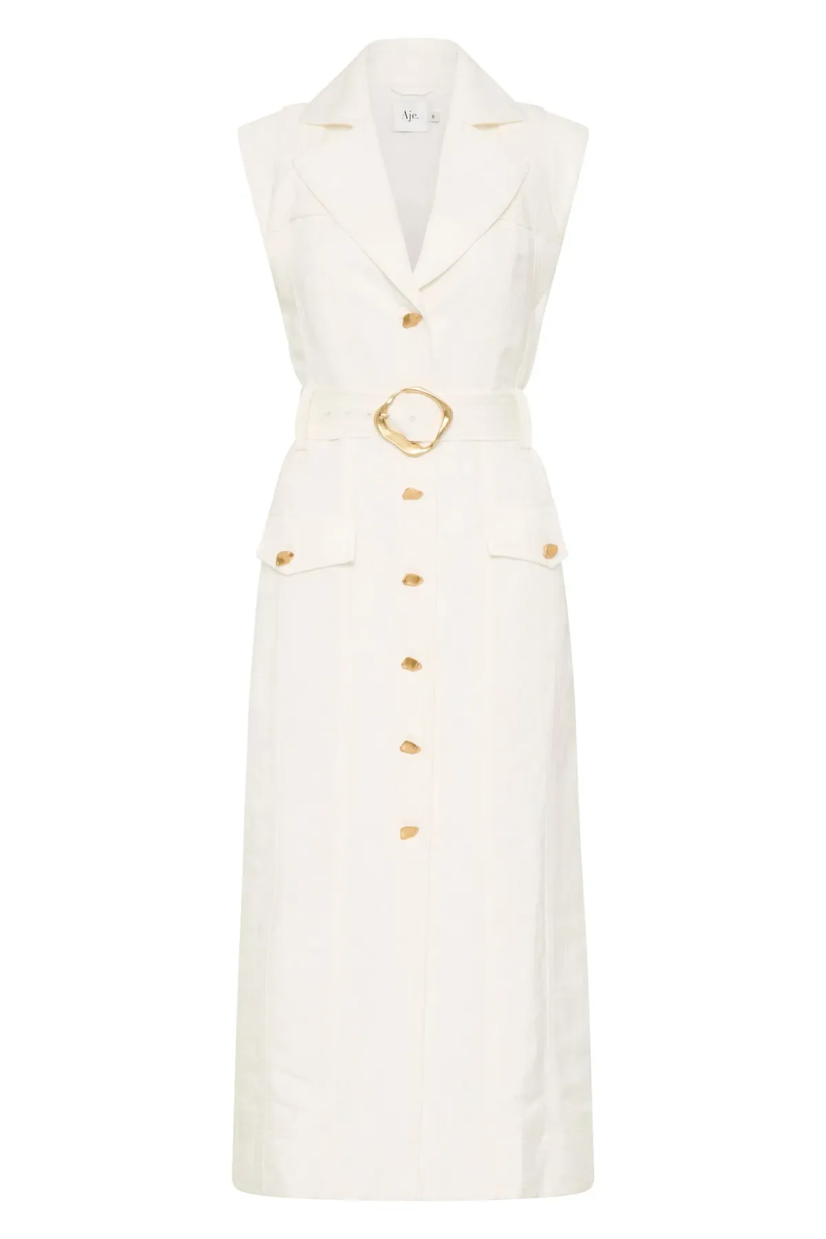  Aje Celine Utility Midi Dress Ivory Size 8 - Image 3