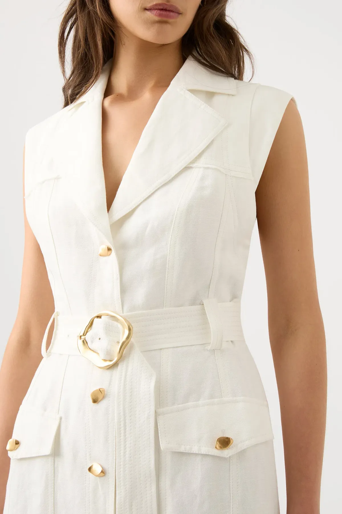 Aje Celine Utility Midi Dress Ivory Size 8 - Image 2