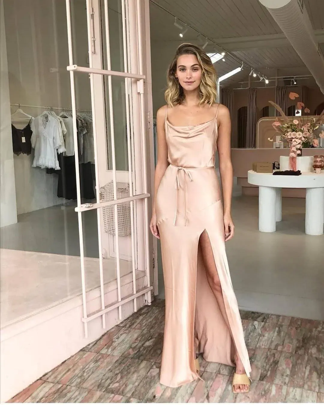 Shona Joy La Lune Bias Cowl Maxi Dress in Desert Rose for rent on The Volte - main image