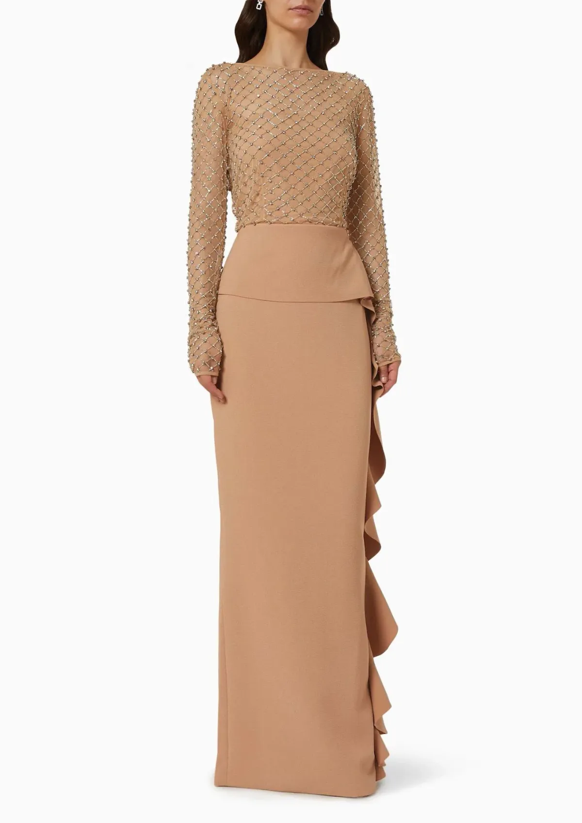 Rachel Gilbert Estelle Ruffle Gown Nude Size AU 18  - Image 1