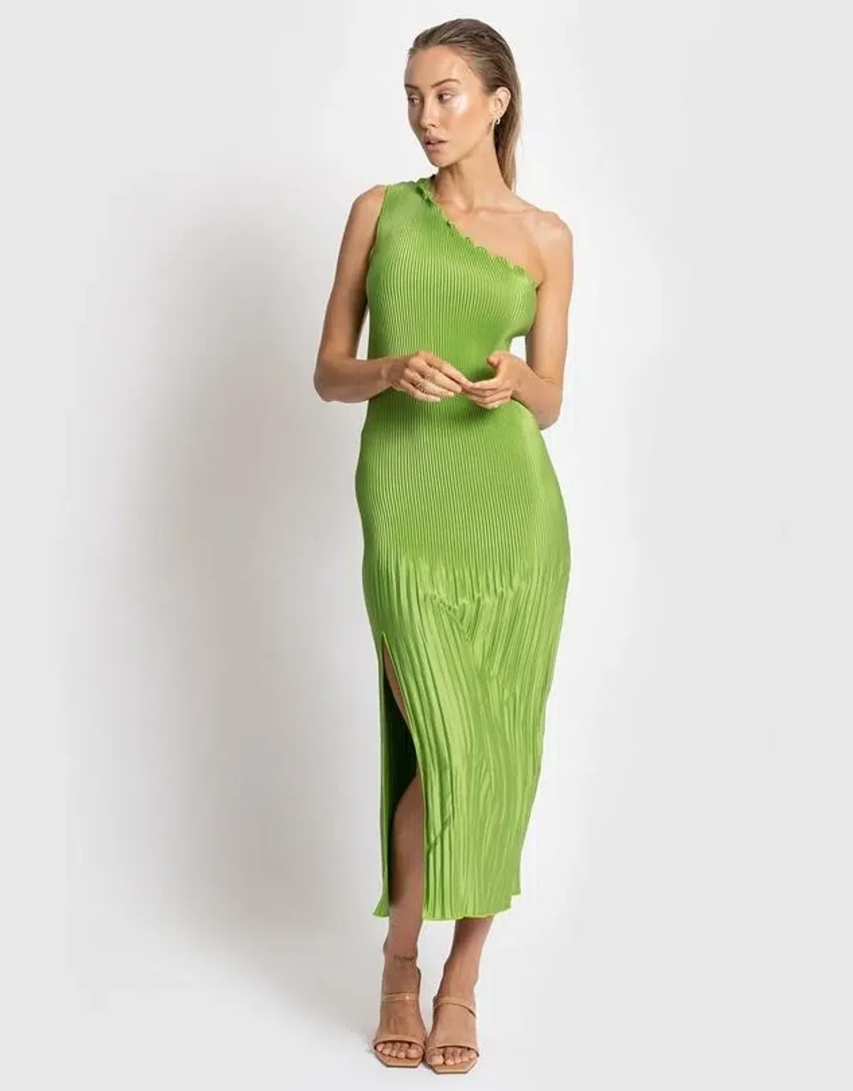 L’idée Soiree One Shoulder Gown in Green Size 12  - Image 3