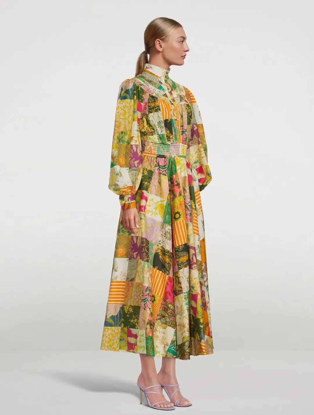 Alemais Hattie Patchwork Midi Dress Multi Print Size 8 for rent on The Volte - main image