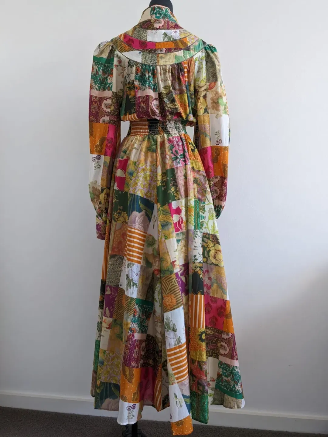 Alemais Hattie Patchwork Midi Dress Multi Print Size 8 for rent on The Volte - main image
