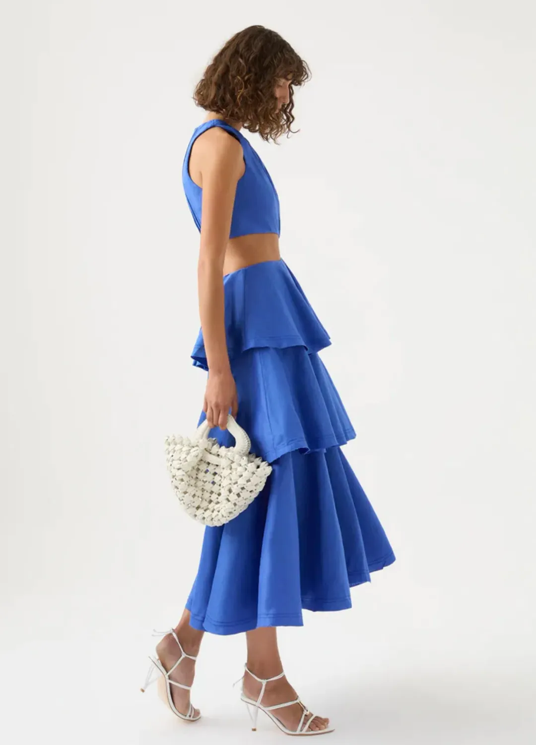 Aje Wave Cut Out Ring Midi Dress Marine Blue Size 10 for rent on The Volte - main image