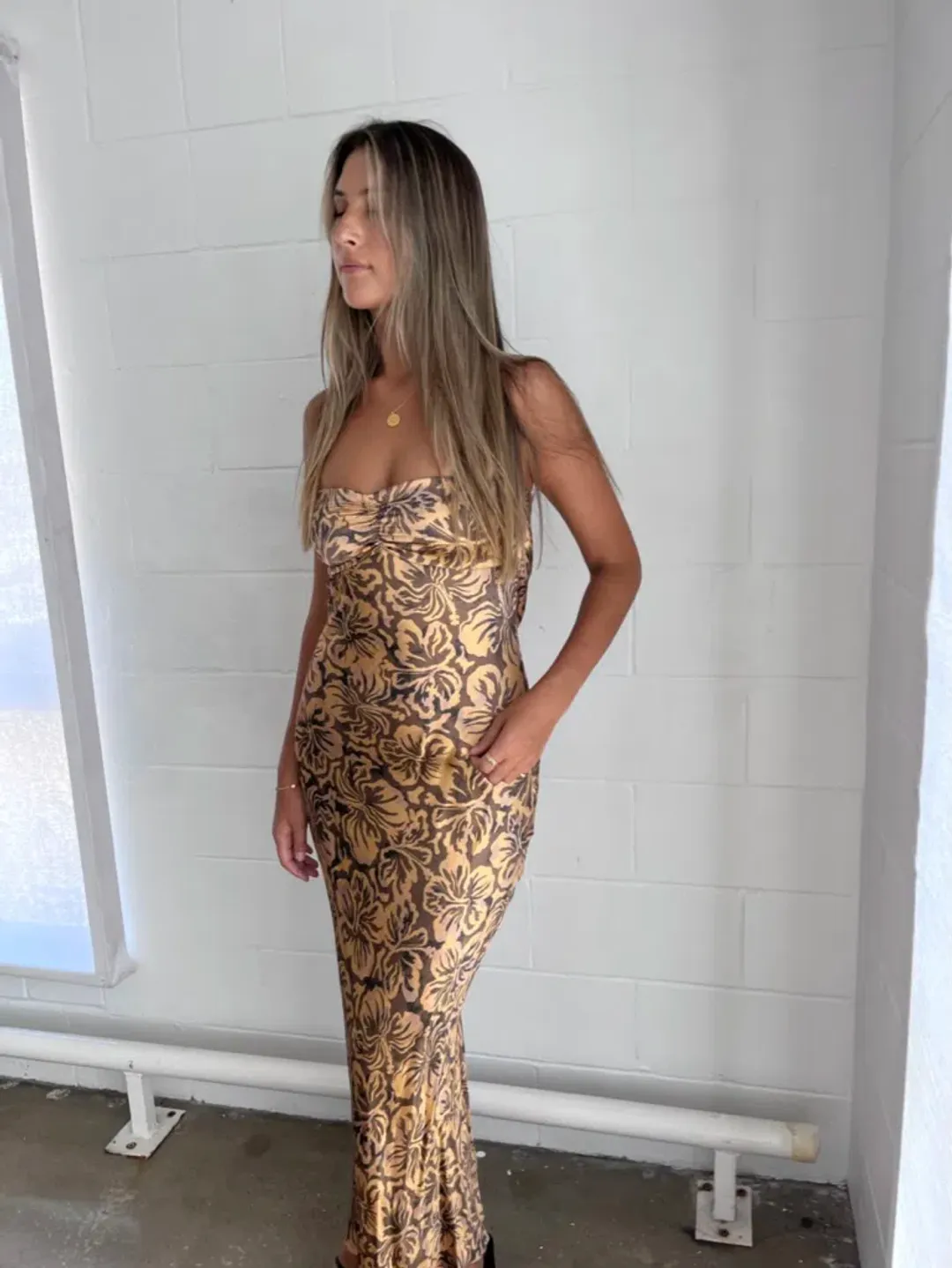 Bec & Bridge Samara Print Strapless Dress Floral Print Size 8 for rent on The Volte - main image