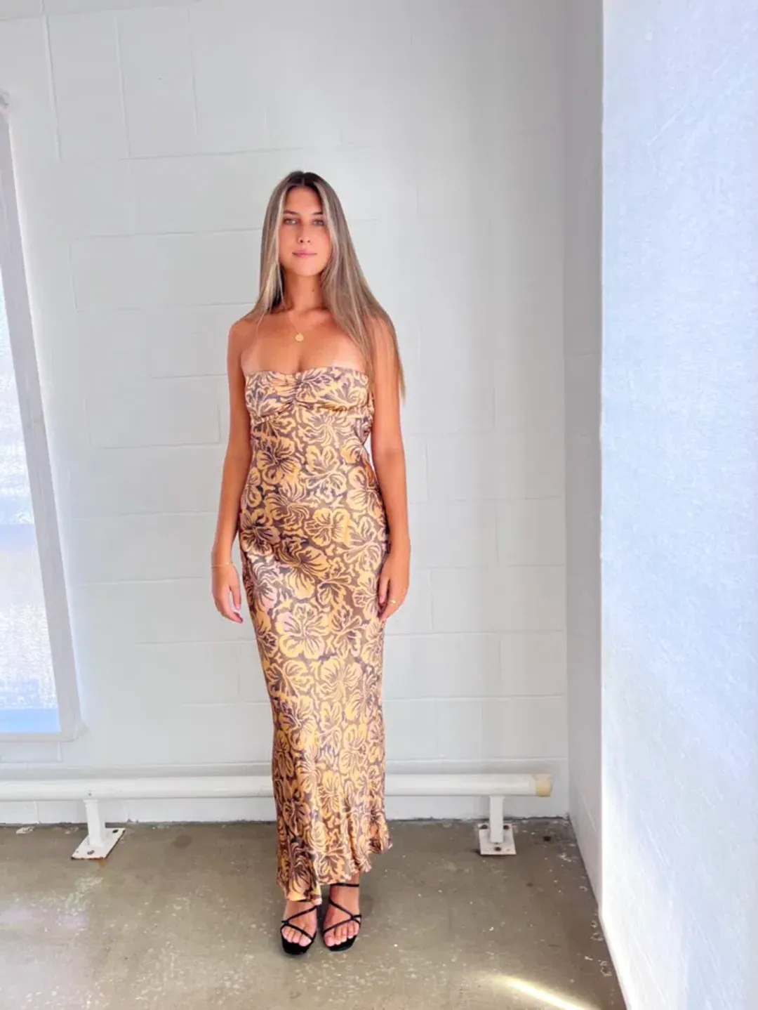 Bec & Bridge Samara Print Strapless Dress Floral Print Size 8 for rent on The Volte - main image