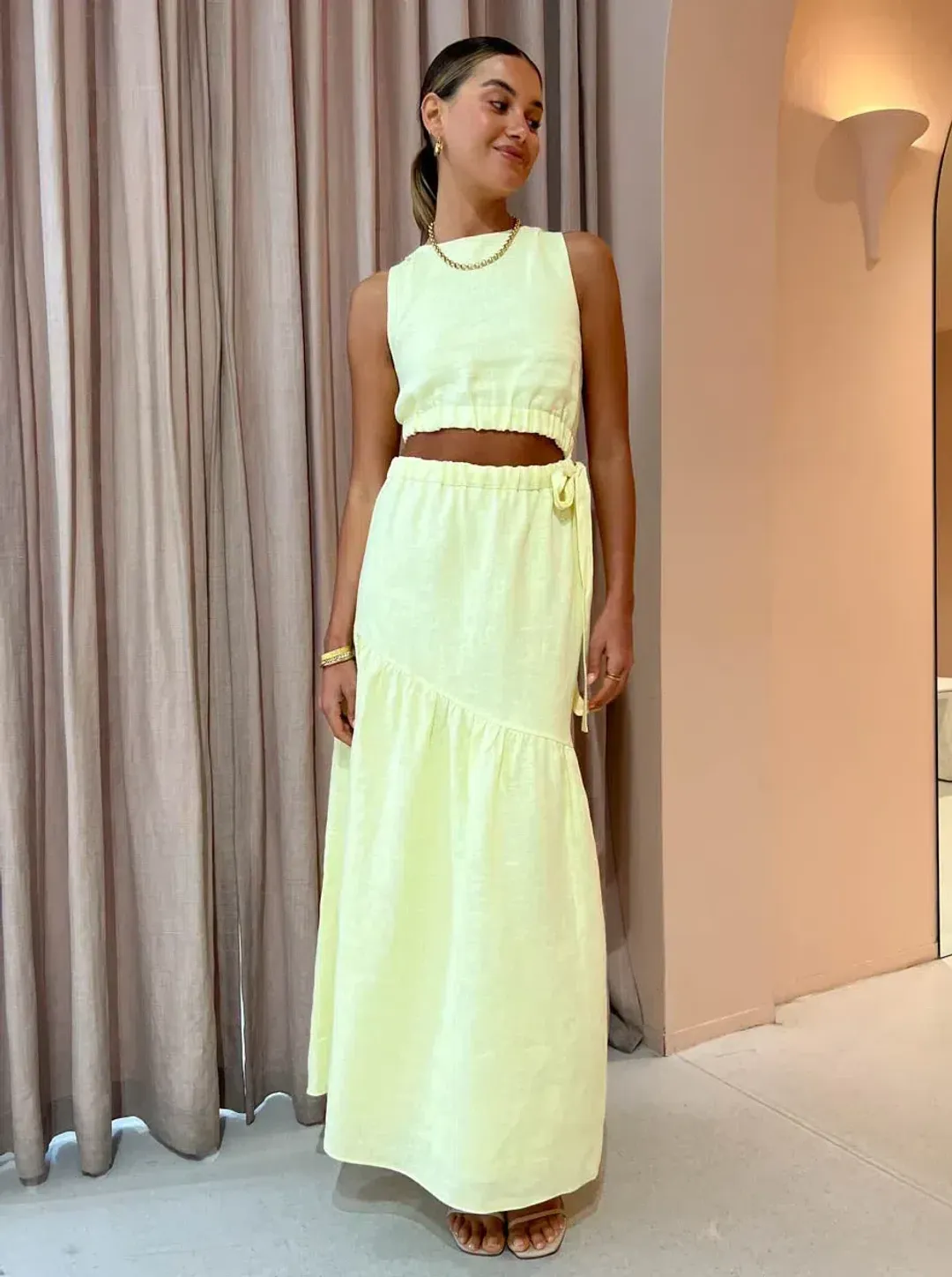 Sir the Label Francesca Asymmetrical Cut Out Dress in Butter Yellow Size 0/AU 6 for rent on The Volte - main image