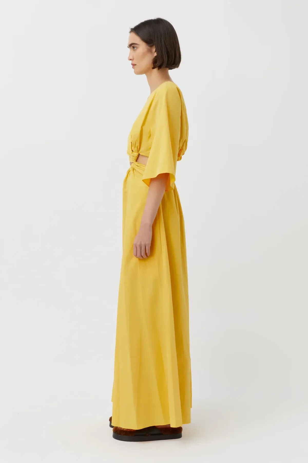 Camilla & Marc Wally One Shoulder Cut Out Maxi Dress in Honey Yellow Size 10 - Image 5