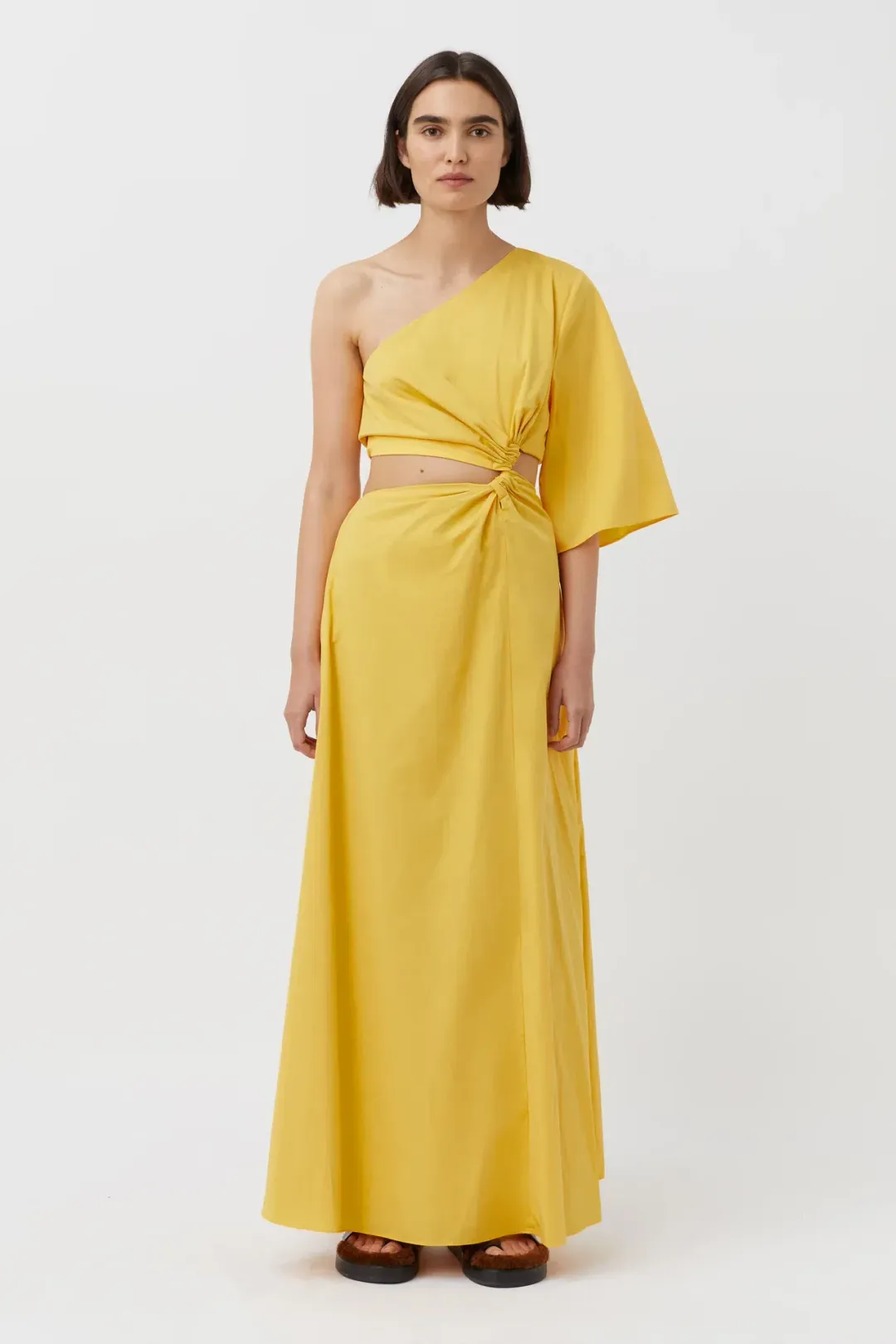 Camilla & Marc Wally One Shoulder Cut Out Maxi Dress in Honey Yellow Size 10 for rent on The Volte - main image