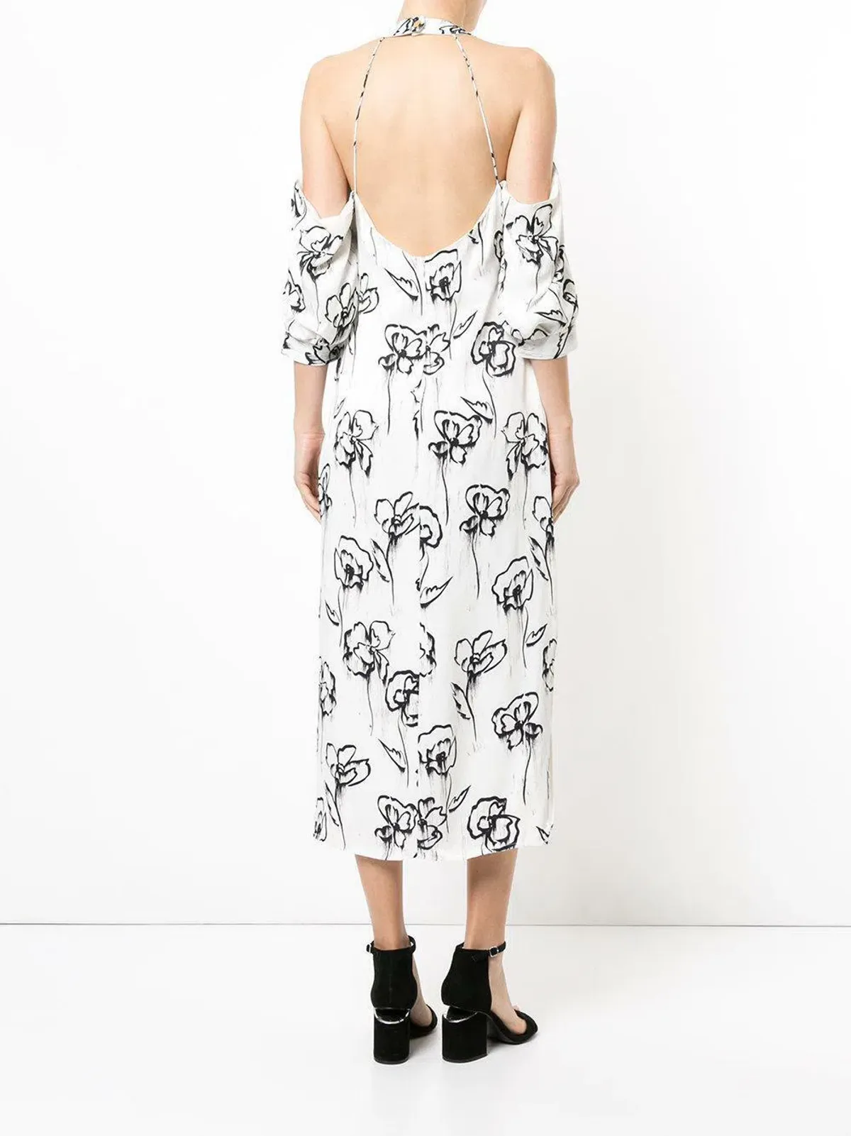 Manning Cartell Womens Midi Cold Shoulder Dress Rose Washer Black White Size 10 - Image 3