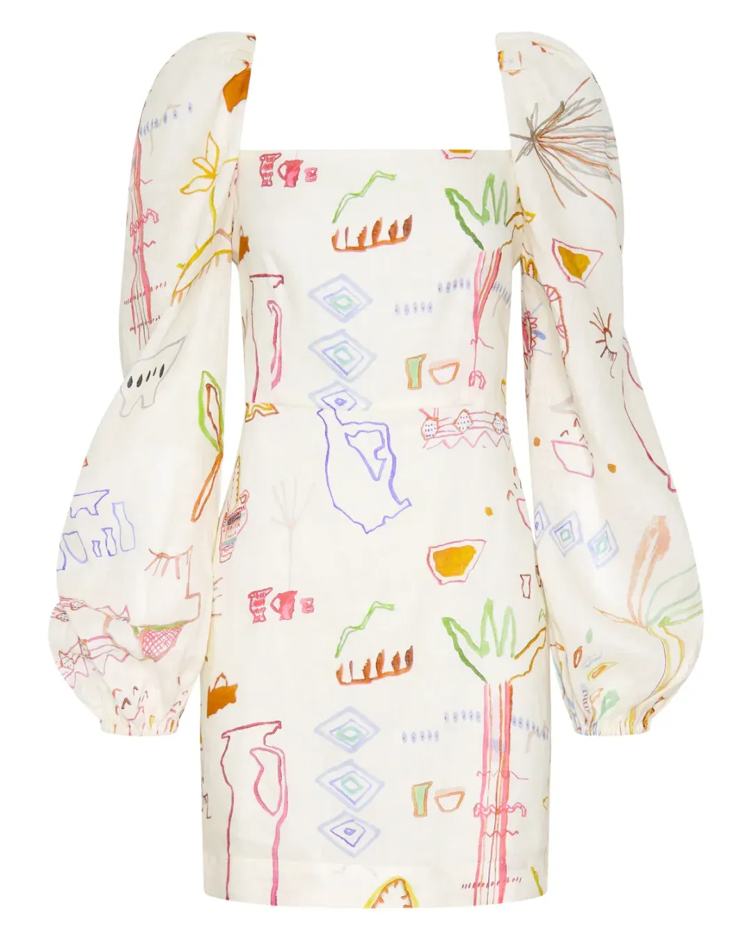 Kate Ford Willow Puff Sleeve Mini Dress Print Size 0/AU 6 for rent on The Volte - main image