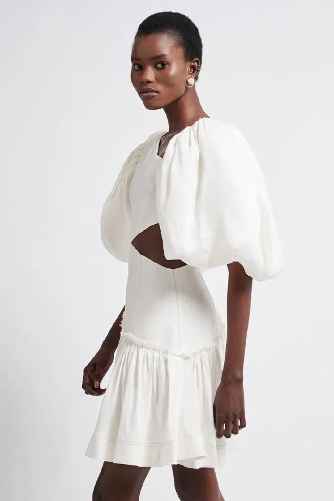 Aje Chateau Mini Dress Ivory Size 8  for rent on The Volte - main image