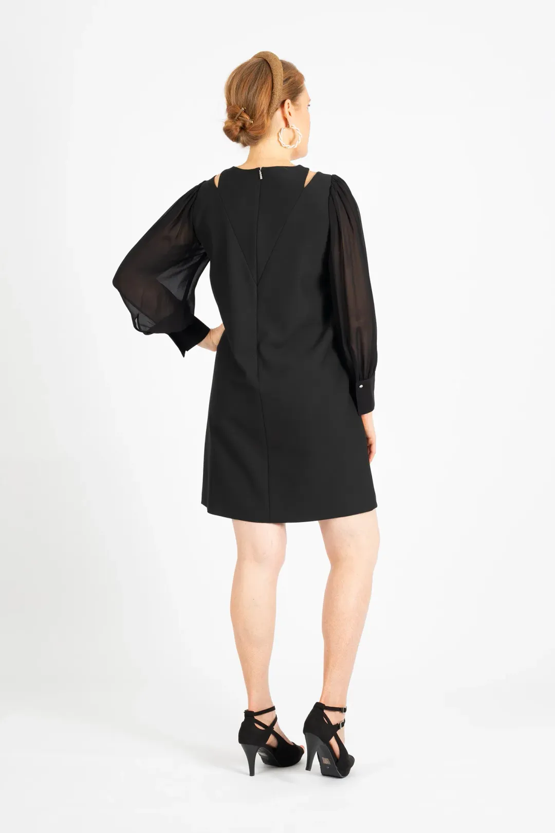 Hugo Boss Relaxed-fit Long-Sleeved Dress with Cut-Out Details Black Size 8 for rent on The Volte - main image