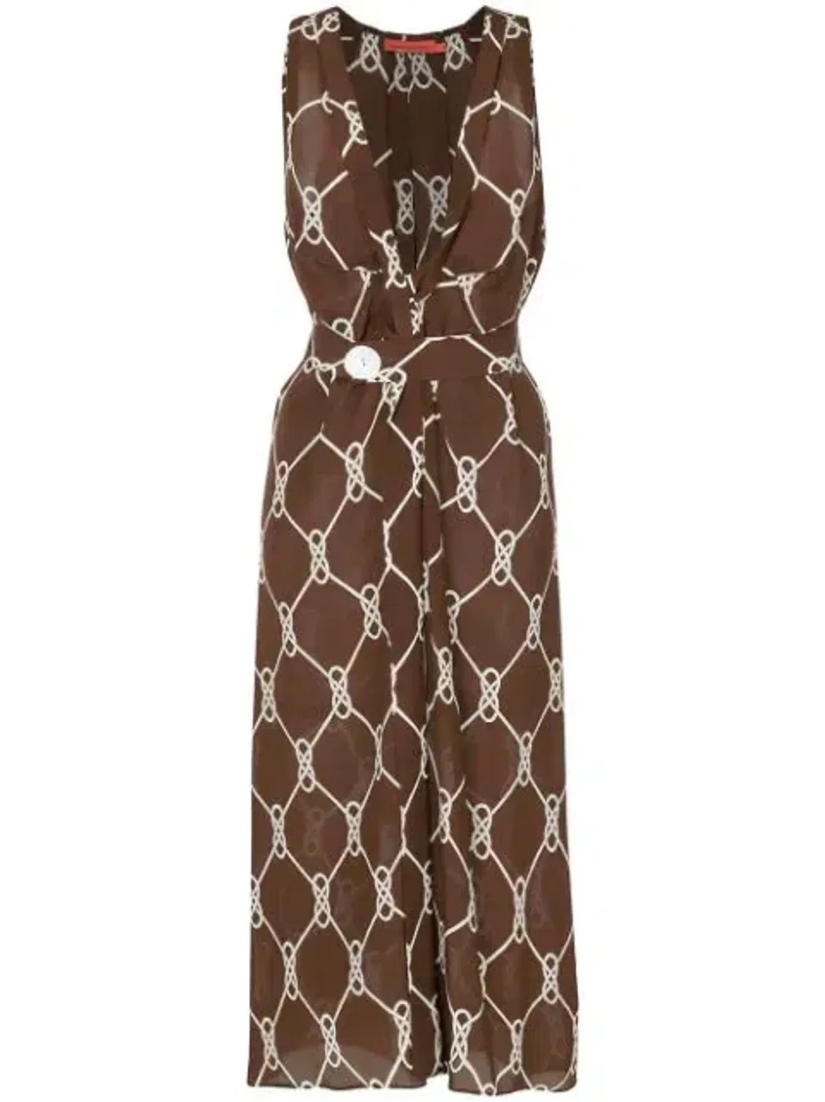 Manning Cartell Sleeveless Midi Dress Walnut/White Print Size 8 - Image 4