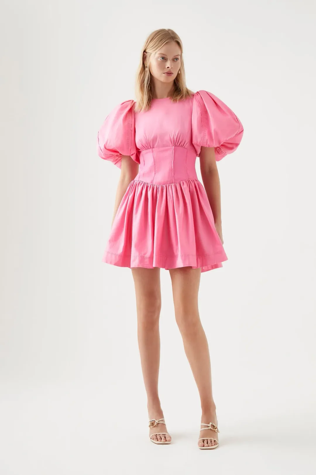 Aje Gianna Puff Sleeve Mini Dress Pink Size AU 8 for rent on The Volte - main image