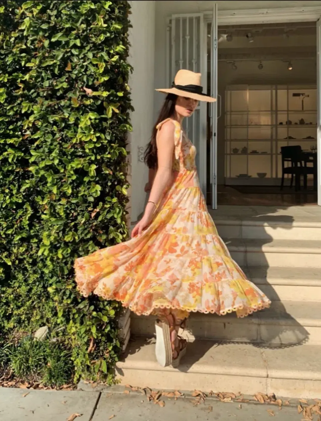 Zimmermann Primrose Crinkle Dress Yellow Size AU 8 for rent on The Volte - main image