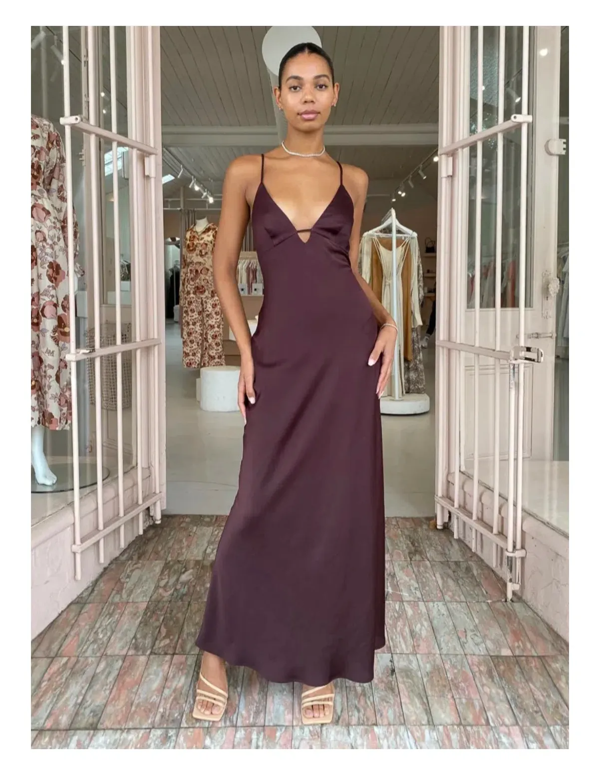 Manning Cartell Time To Shine Slip Dress in Truffle Brown Size AU 10 - Image 1