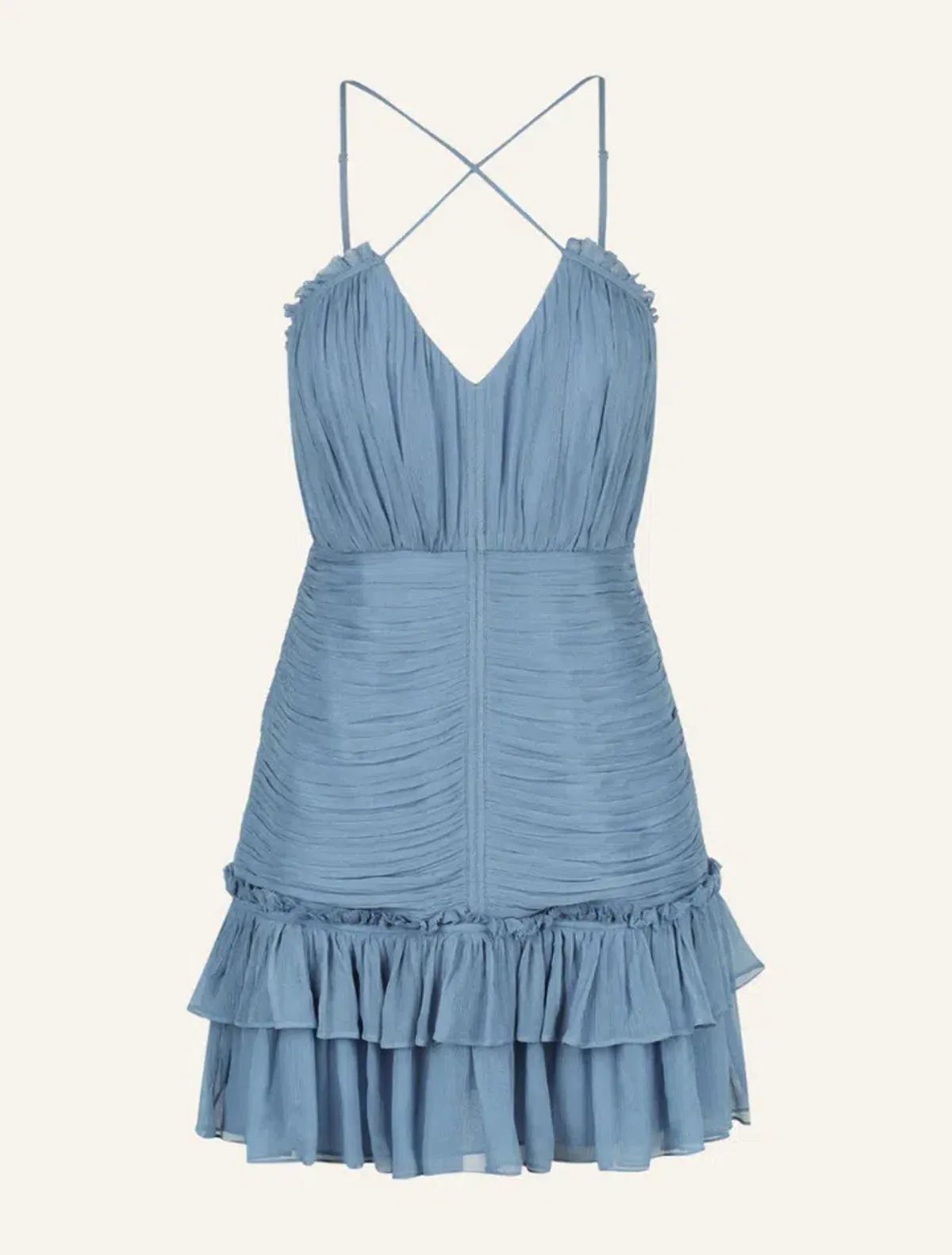 Shona Joy Lauren Cross Front Mini Dress Dusty Blue Size AU 8 - Image 4