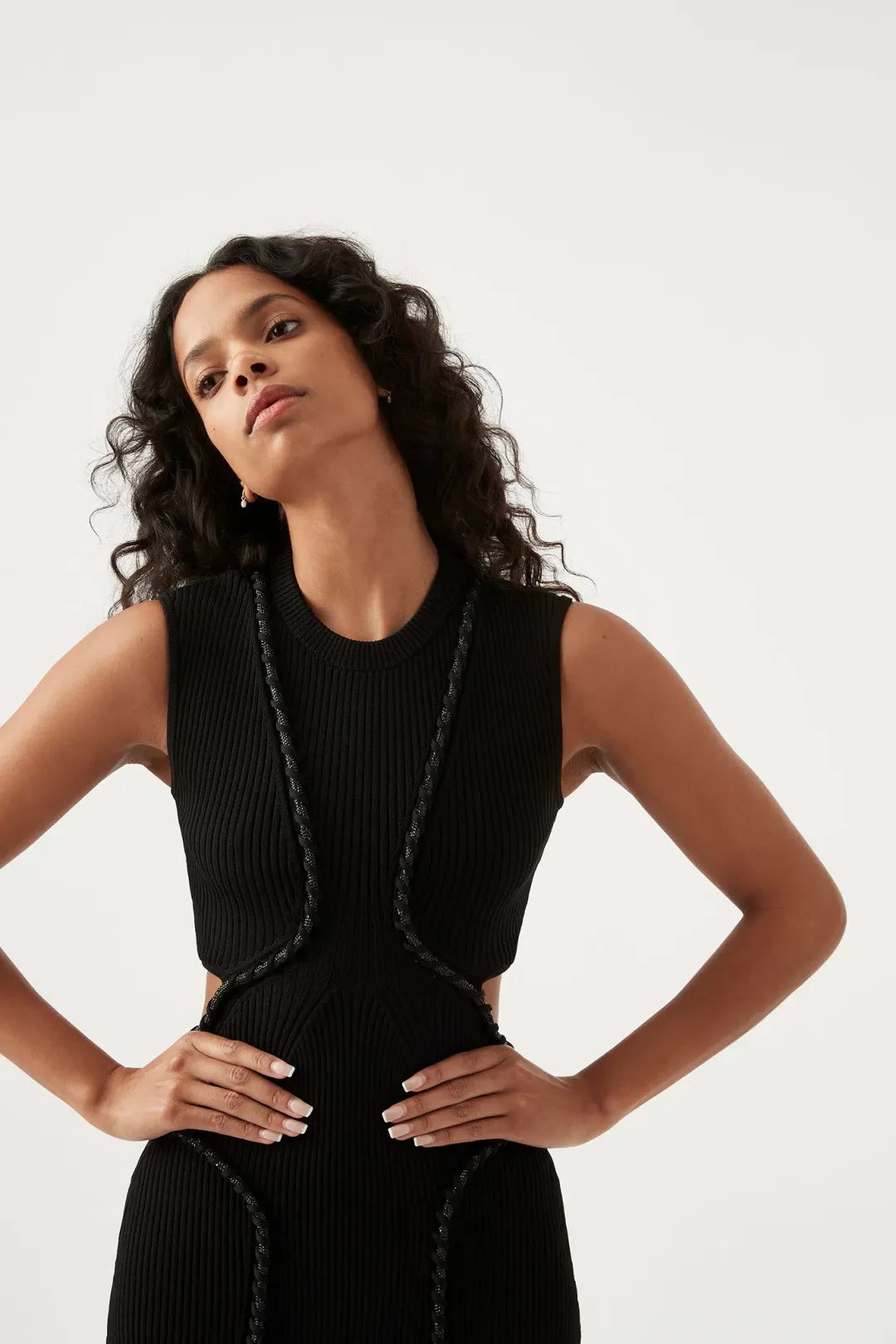 Aje Arp Cut Out Knit Midi Dress Black Size Small / AU 8 for rent on The Volte - main image