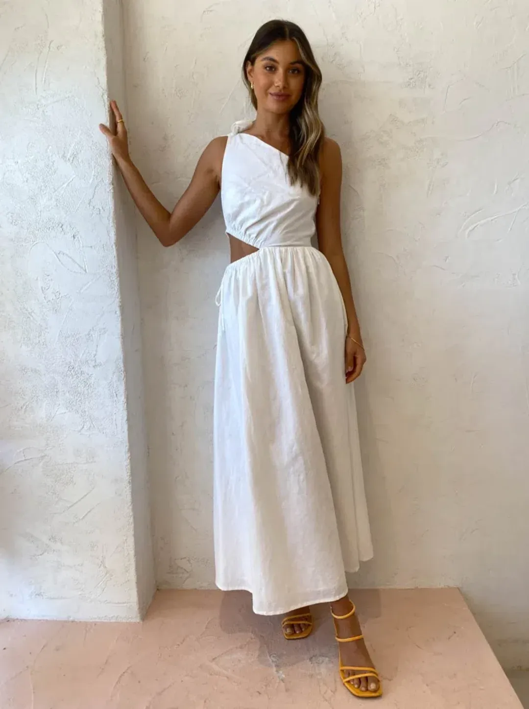  By Nicola Gabriella One Shoulder Maxi Dress In White Size 8  for rent on The Volte - main image