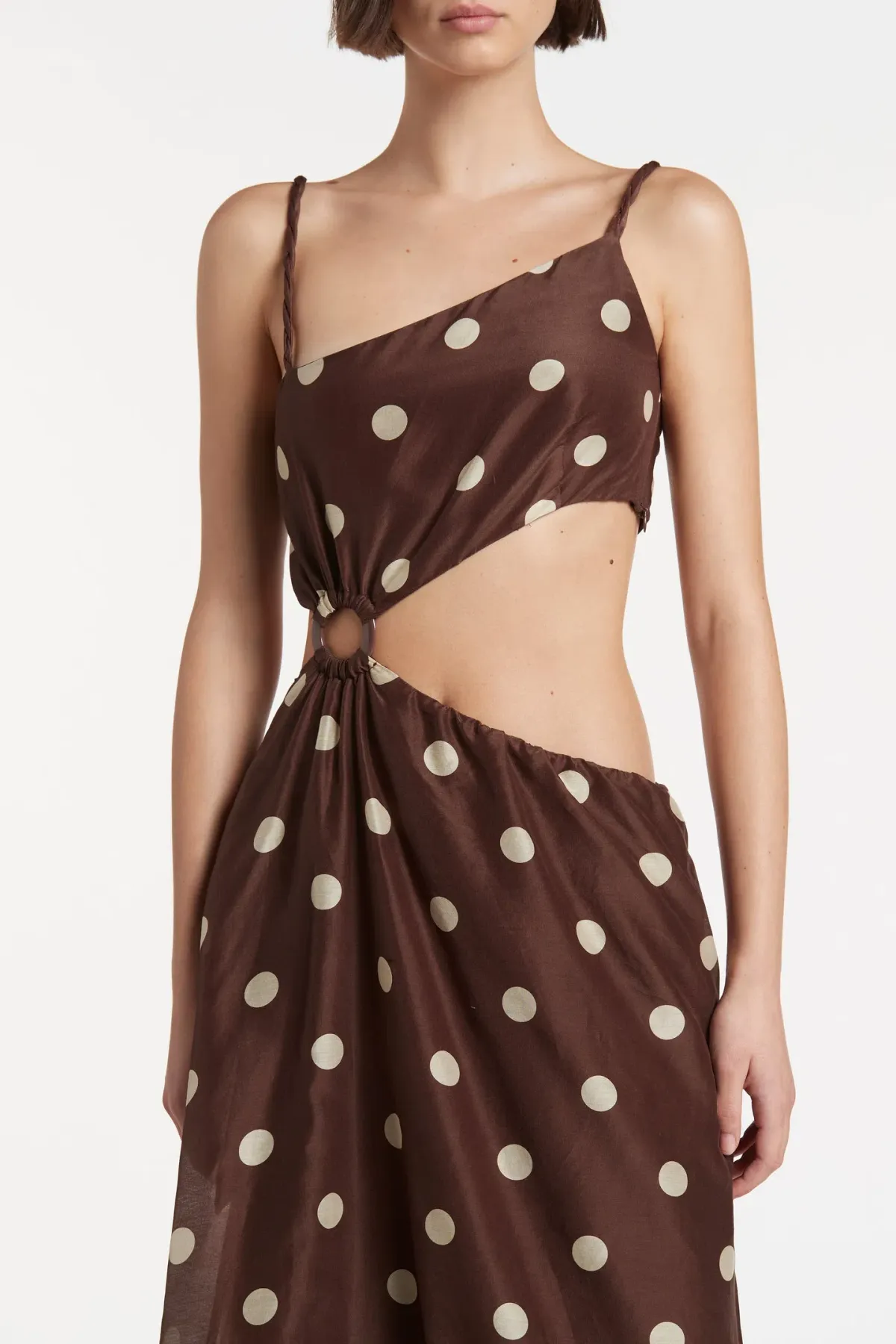 Sir the Label Vivi Asymmetric Cut Out Dress in Marlon Polka Dot Size 3 / AU 12 - Image 3