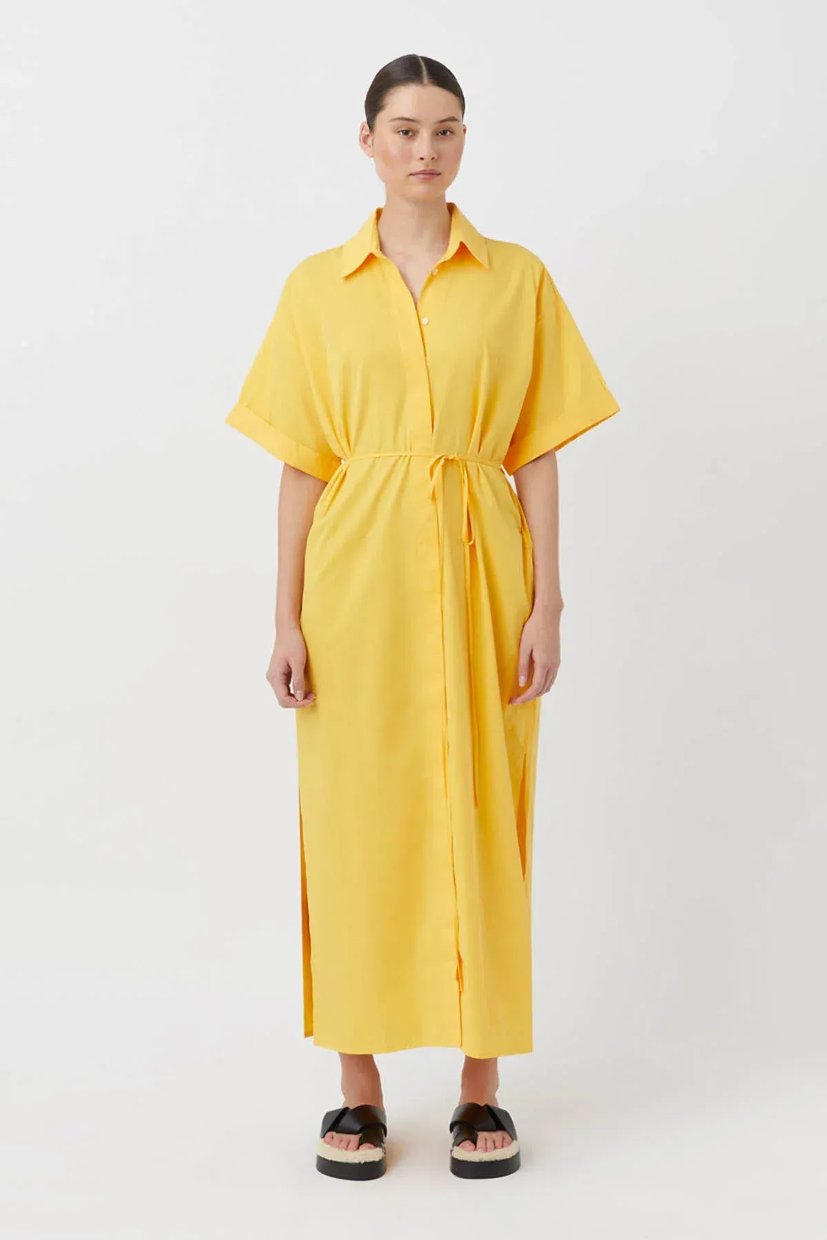 Camilla & Marc Wally Shirt Midi Dress Honey Yellow Gold Size 10 - Image 1