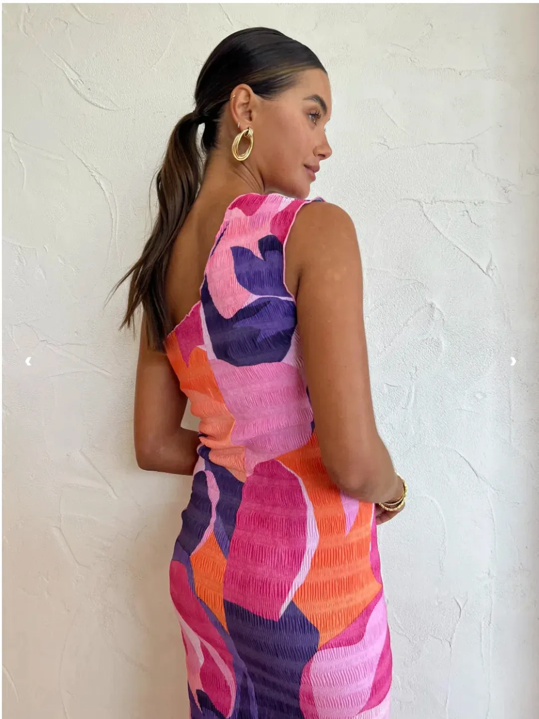 L'Idee Gigi Smocking Gown In Capri Print Pink Size AU 8 for rent on The Volte - main image