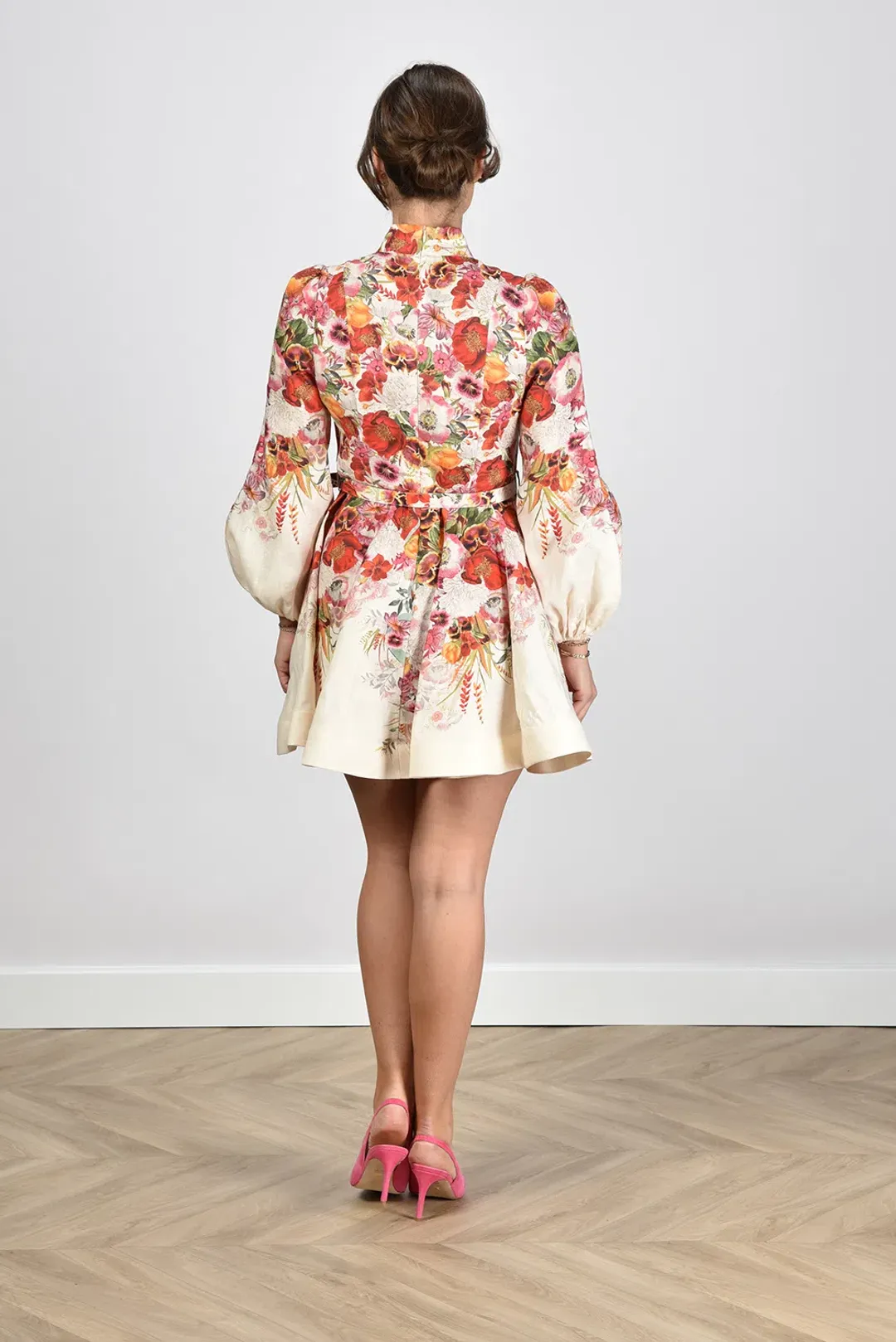 Zimmermann The Wonderland Buttoned Mini in Elka Poppy Ivory Size 1 /Au 10 for rent on The Volte - main image